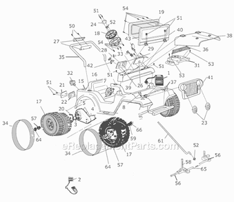 Page A Diagram and Parts List for J0713  Power Wheels Ride-On Cars